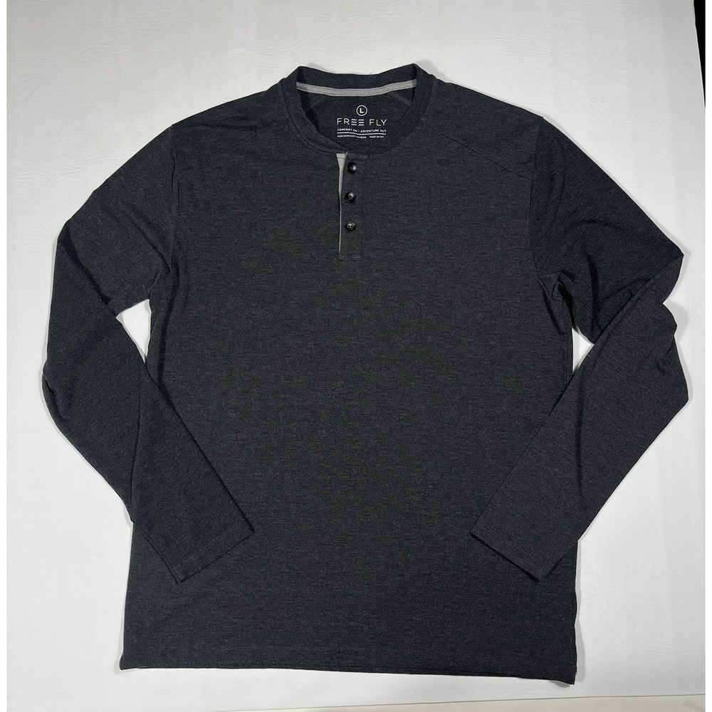 Free Fly Flex Henley Shirt Mens Large Gray Bamboo Performance Stretch Outdoor